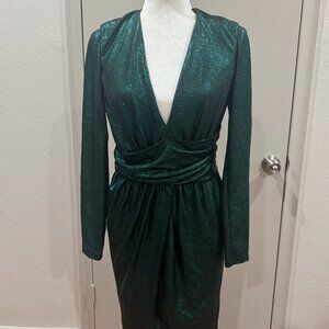 Green Glittery Full Length Gown -- Holiday Party Ready!